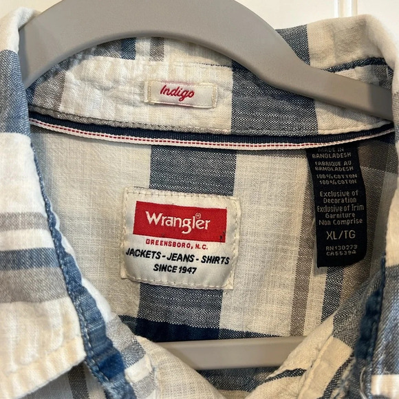 Wrangler Indigo Men's bundle of 3 XL/TG button down  100% cotton plaid - Picture 2 of 16